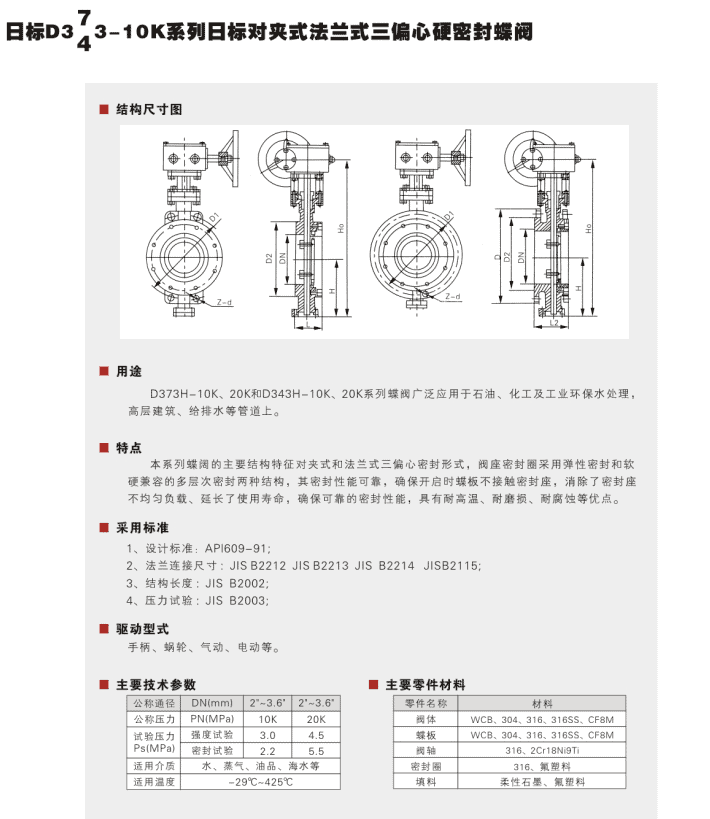 Japanese standard butterfly valve parameters
